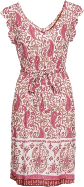 Różowa Wiskozowa Sukienka Rozkloszowana Wiązana w Talii Giarina