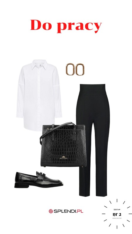 Stylizacja z białą koszulą do pracy