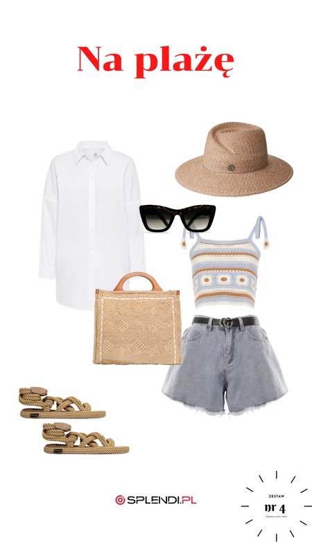 Stylizacja z białą koszulą na plażę