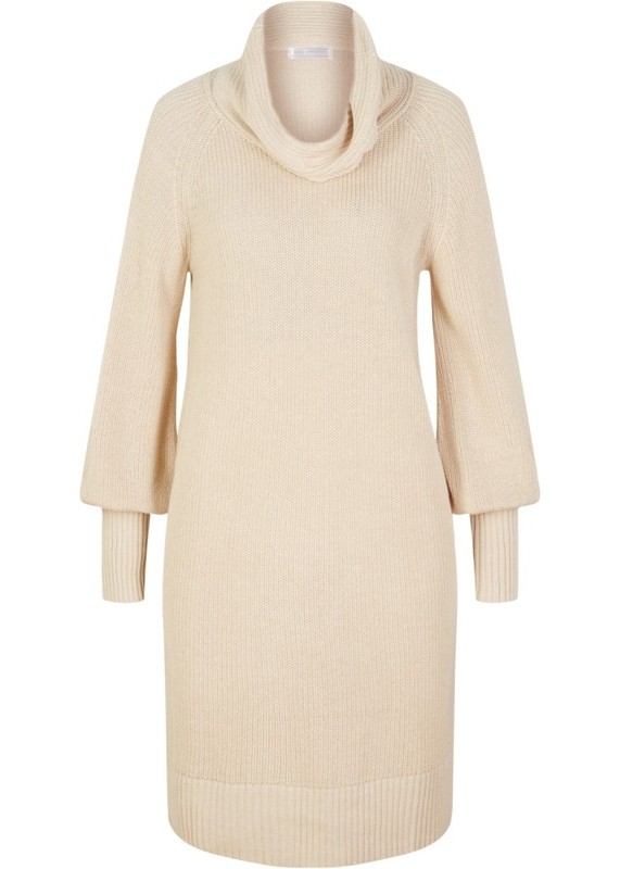 Sukienka dzianinowa z balonowymi rękawami