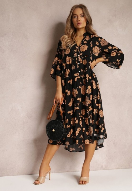 Długa zwiewna sukienka w kwiaty