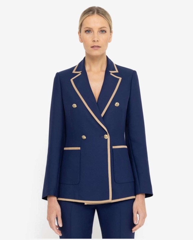 Granatowa marynarka z lamówką