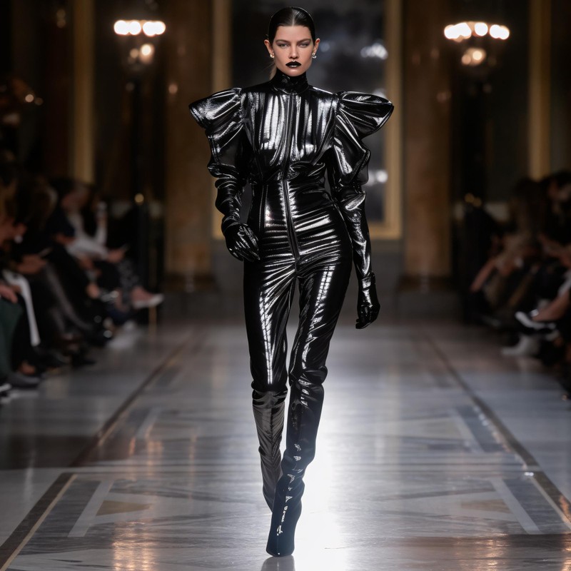 kobieta-w-blyszczacym-czarnym-garniturze-spaceruje-po-pasie-startowym-ai-generative-ai-generative-ai