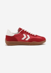 Czerwone Sneakersy w Stylu Klasycznych Tenisówek z Ozdobnymi Przeszyciami Napilia