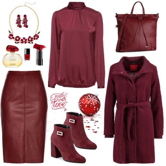 Bordowy total look - propozycja do pracy