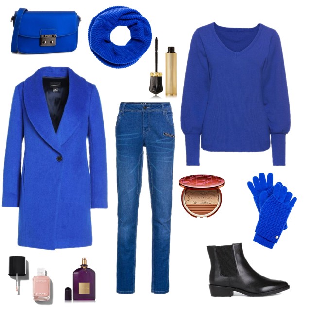 Z czym nosić chabrowy płaszcz damski