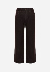 Brązowe Jeansy High Waist Szerokie z Bawełną Azile