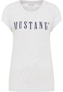 MUSTANG Alina C Logo Tee Damski T-shirt Koszulka Light Grey Melange 1013222 4141