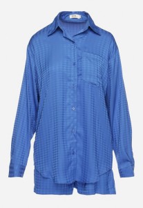 Granatowy Komplet 2-częściowy z Koszulą i Szortami Adelise