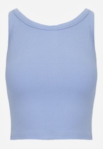 Niebieski Top na Ramiączkach Basic Prążkowany Zitira