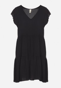 Czarna Rozkloszowana Sukienka z Bawełny Ozdobiona Falbankami Natiriane