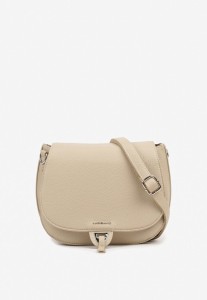 Ciemnobeżowa Dwukomorowa Torebka Listonoszka z Ozdobną Klapą Redavinae