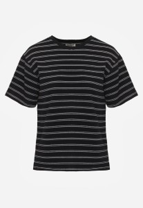 Czarny Bawełniany T-shirt w Poziome Paski Rive