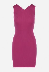 Fioletowa Mini Sukienka Prążkowana z Krzyżującymi się Ramiączkami na Plecach Banova