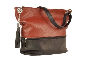 Shopperka skórzana BARBERINI'S czarno-czerwona 163-25