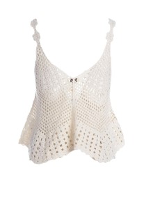 Beżowy Bawełniany Top Ażurowy w Stylu Boho Cosmothetic