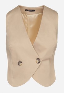 Beżowa Bawełniana Kamizelka Garniturowa z Ozdobnymi Guzikami Reilisse