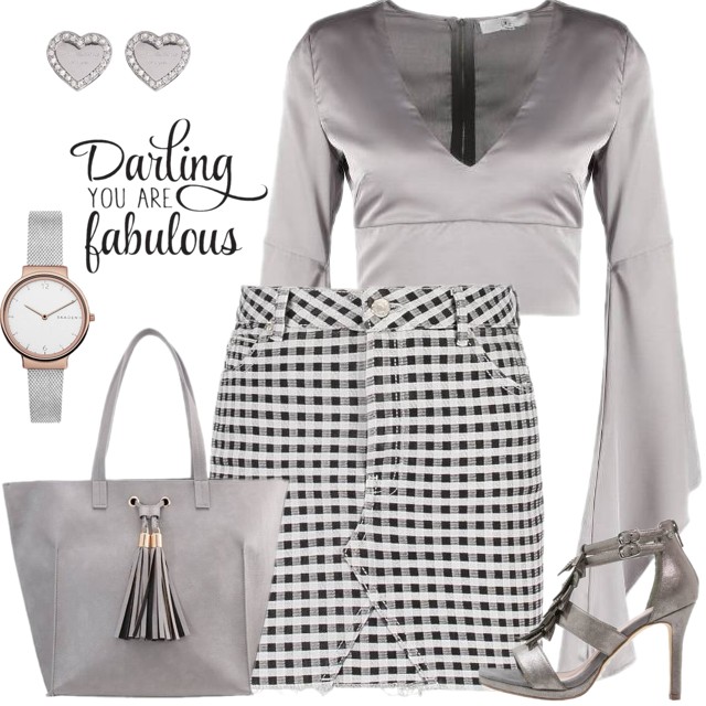 Spódnica w kratkę i szarości