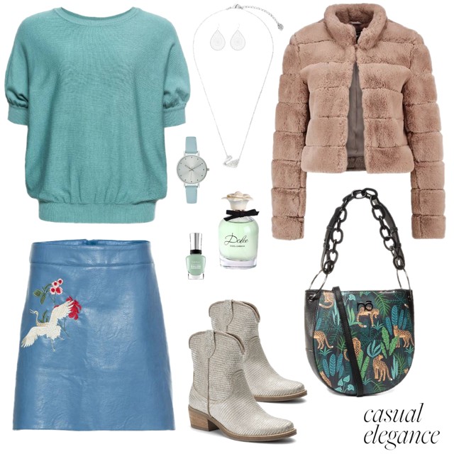 Modne zestawienie ubrań ze skórzaną spódnicą