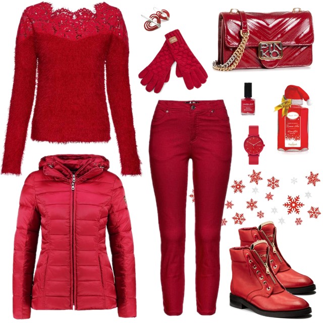 Czerwona stylizacja na Święta