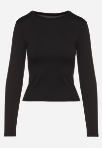 Czarna Bawełniana Bluzka Typu Longsleeve Lisfia