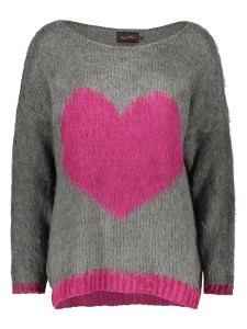 miss goodlife Sweter "Heart" w kolorze szaro-różowym rozmiar: L