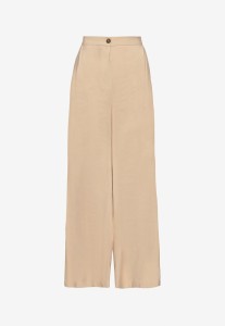 Beżowe Spodnie z Modalu o Szerokim Kroju z Niskim Stanem Reavela