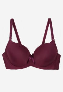 Ciemnofioletowy Gładki Biustonosz Zdobiony Kokardką Ocerien