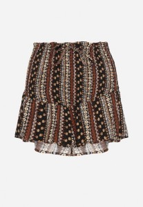 Czarne Bawełniane Szorty z Wysokim Stanem i Geometrycznym Wzorem Velsedi