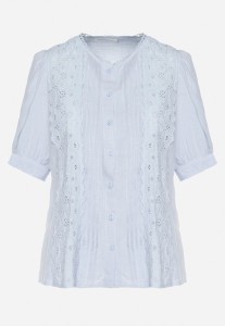 Jasnoniebieska Wiskozowa Koszula Ozdobiona Haftem Lirevara