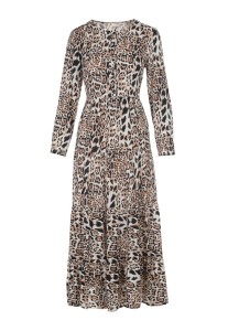 Brązowo-Biała Sukienka Athiliusei