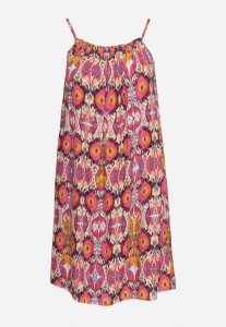 Różówo-Pomarańczowa Bawełniana Sukienka o Rozkloszowanym Kroju na Ramiączkach Tesarae
