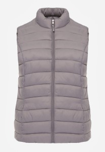 Szara Pikowana Kamizelka Przejściowa ze Stójką Edanwen