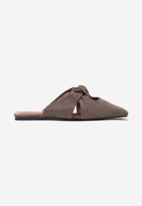 Brązowe Klapki Vices Typu Mule z Ozdobnym Supłem Elitina