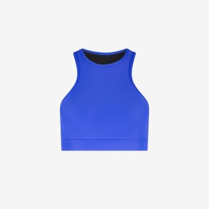 Damski bikini top racerfront wiązany do pływania & surfingu - Niebieski