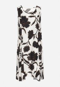 Czarna Sukienka z Wiskozy z Wzorem w Kwiaty Bez Rękawów Orrulene
