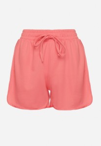 Różowe Szorty z Gumką w Pasie i Ozdobnym Sznurkiem Milarisa