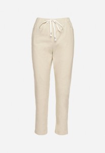 Ciemnobeżowe Bawełniane Spodnie z Wiązaniem Galtebis