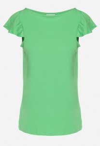 Zielony Bawełniany Top z Falbankami Wokół Rękawów Fenculia