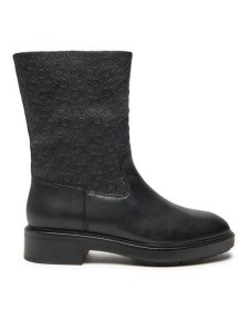 Calvin Klein Botki Flat Ankle Boot Mono Mix HW0HW02195 Czarny