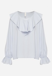 Jasnoniebieska Bluzka z Ozdobną Falbanką Tanalissea