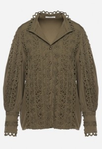 Ciemnozielona Koszula Ażurowa ze Stójką Arnot