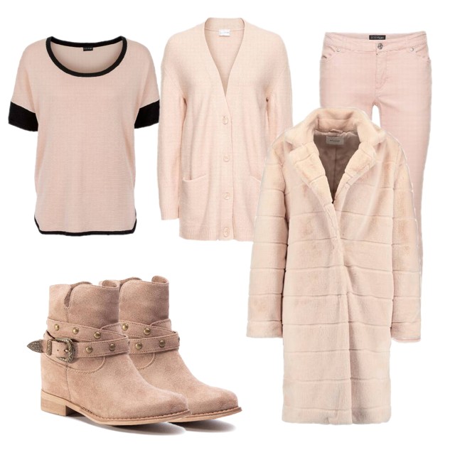 Beżowy total look na zimę