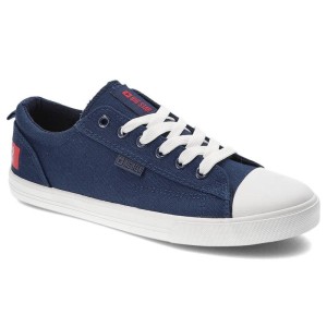 Trampki damskie Big Star, z materiału i sznurowane, granatowe, DD274876