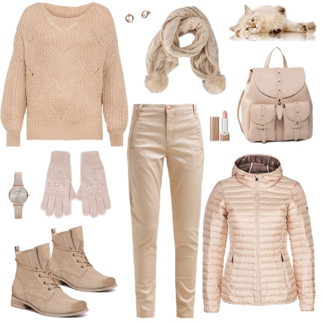 Stylizacja na zimę - beżowy sweter w roli głównej