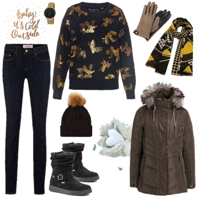 Czarna bluza ze złotym nadrukiem, która doda pazura każdej stylizacji