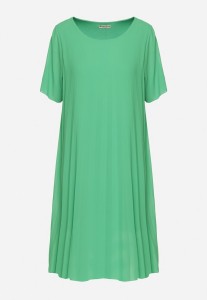 Zielona Sukienka Plisowana z Lekko Luźnym Fasonie Forxia