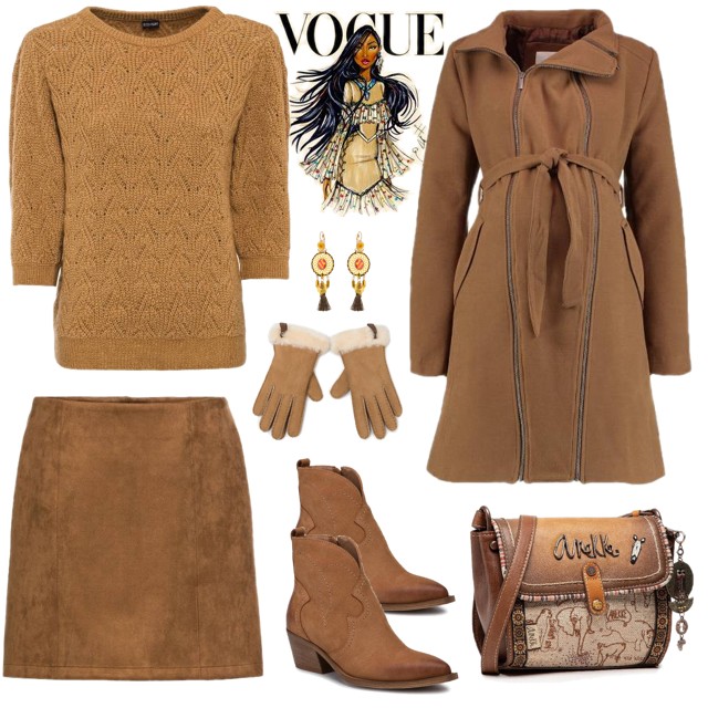 Zamszowa spódnica i sweterek na zimę