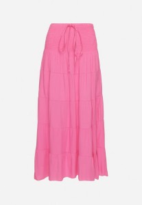 Fuksjowa Spódnica z Wiskozą z Wysokim Stanem i Falbanami Ellimee
