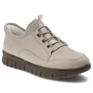 Półbuty damskie Rieker, antistress na płaskiej podeszwie i skórzane wsuwane, beżowe, N1357-60
